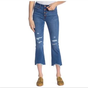 Madewell Cali Demi Boot Jeans with Chewed Hem and Button Fly